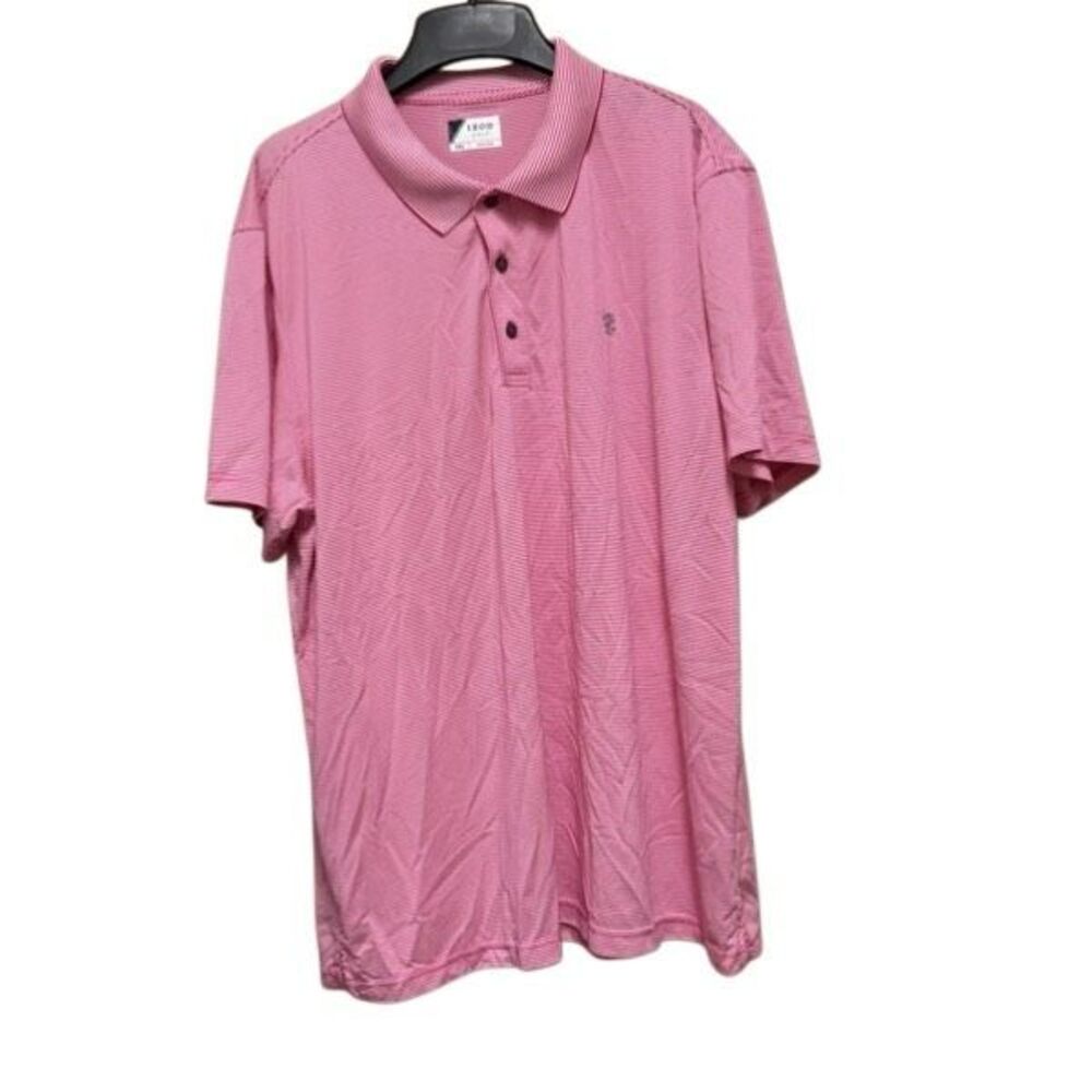 Izod Size 2XL Pink & White Striped Men’s Golf Polo Shirt